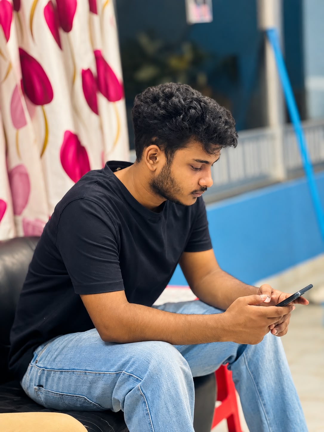 Zahidul working on a phone